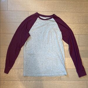 Gray and Burgundy Raglan Long Sleeve Shirt